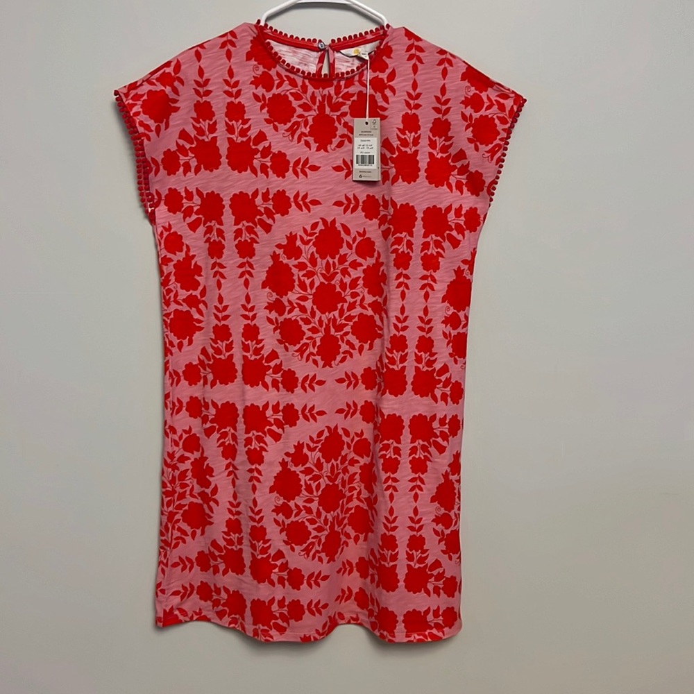 NWT Boden Trim Detail T-Shirt Dress Posy Pink Size 10R